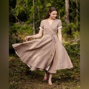 Son de Flor beige wrap dress (medium)